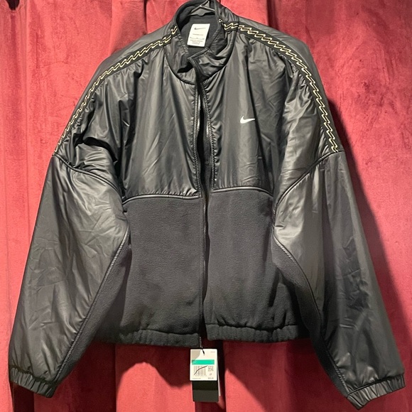 🆕 Nike Women's Therma-FIT One Black/Gold Fleece Full-Zip Jacket - Zip Pockets - Picture 10 of 15